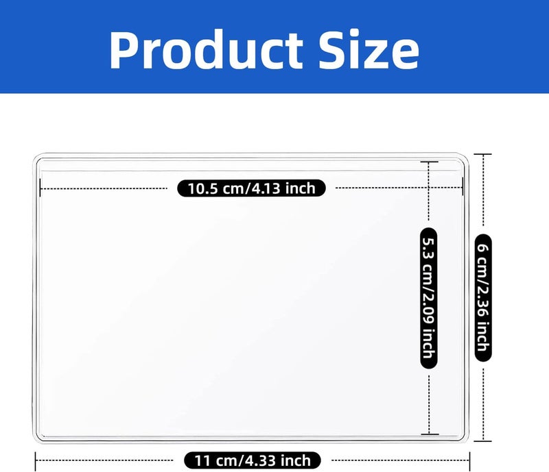 Hibmisy 60 Pack Label Pockets, Clear Self-Adhesive Plastic Index Card Holders with Top Open,Square Label Sleeves for Organizing Storage Bins (60, 4.3 x 2.3 inches) - Image 2